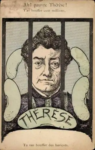 Künstler Ak Ah, Pauvre Thérèse, Tu vas en bouffer des haricots, Humor