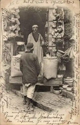 Ak Algerien, Markt, Händler, Marktstand