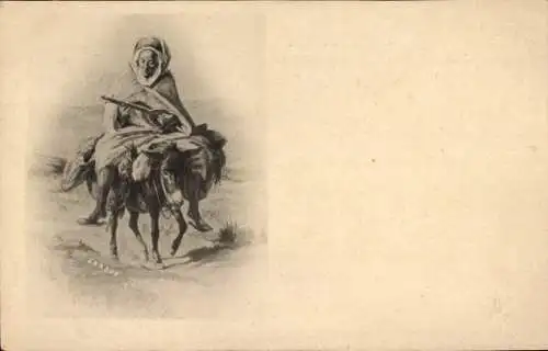 Künstler Ak Araber auf Esel reitend, Maghreb