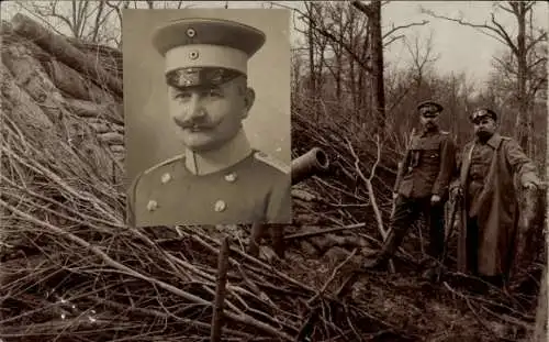 Foto Ak Deutsche Soldaten in Uniformen, Kaiserzeit, Wald, Geschütz