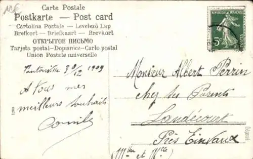 Präge Ak Glückwunsch Neujahr, Karre mit Blumen