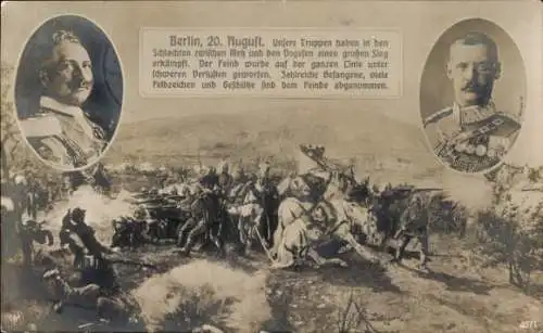 Ak Schlacht zwischen Metz und den Vogesen, Kaiser Wilhelm II., Kronprinz Rupprecht
