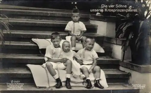 Ak Seebad Heiligendamm Bad Doberan, Die vier Söhne unseres Kronprinzenpaares: Prinz Wilhelm, P...