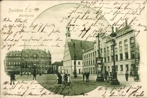 Ak Zwickau in Sachsen, Marktplatz