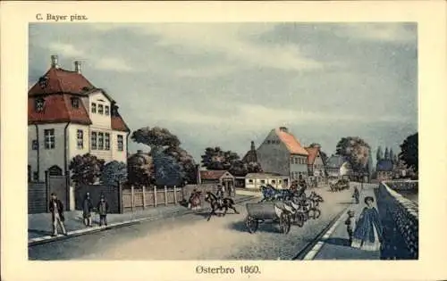 Künstler Ak Bayer, C., Østerbro København Kopenhagen Dänemark, Straßenpartie 1860, Kutsche