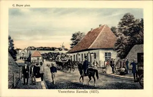 Künstler Ak Bayer, C., Vesterbro København Kopenhagen Dänemark, Straßenpartie 1857, Ravelin