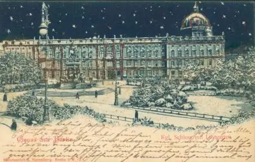 Glitzer Litho Berlin Mitte, Königliches Schloss, Lustgarten