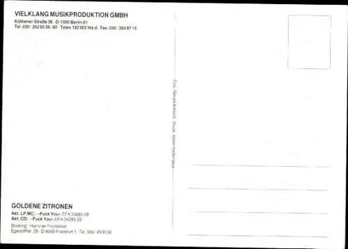 Foto Band Goldene Zitronen, Autogramm