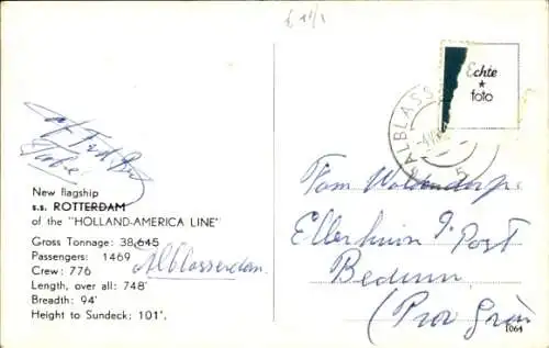 Ak New Yorker Hafen, SS Rotterdam