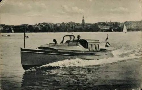 Ak Schnelles Verkehrs-Motorboot mit Kajüte und gedecktem Motorraum, Hanomag Lloyd
