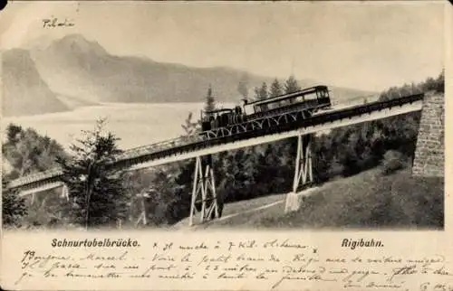 Ak Vitznau Kanton Luzern, Rigibahn, Schnurtobelbrücke