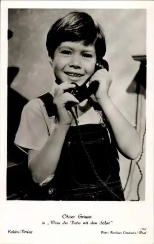 Ak Schauspieler Oliver Grimm, Portrait, Autogramm, wenn der Vater mit dem Sohne, Telefon