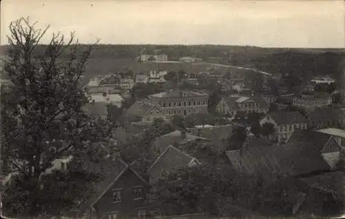 Ak Ronneby Schweden, Panoramablick auf  grüne Hügel, historische Häuser