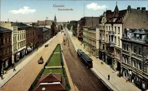Ak Gliwice Gleiwitz Oberschlesien, Bahnhofstraße