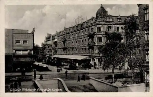 Ak Gliwice Gleiwitz Oberschlesien, Wilhelmstraße, Wilde Klodnitz