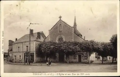 Ak Thenay Loir et Cher, Eglise, Tour, 15. Jahrhundert, historische Gebäude