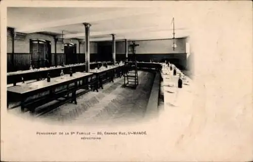 Ak Saint Mandé Val de Marne, Pensionnat de la Ste Familie, Refectoire
