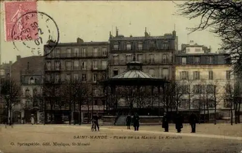 Ak Saint Mandé Val de Marne, Rathausplatz, Kiosque