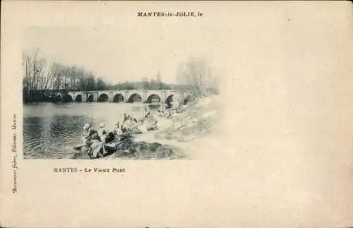 Ak Mantes Yvelines, Vieux Pont