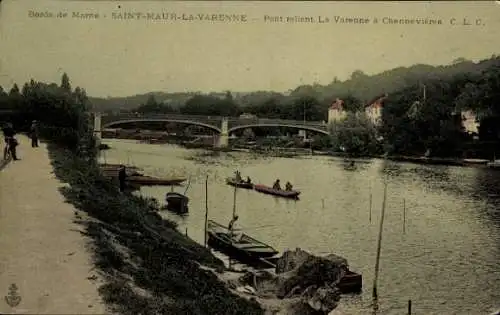 CPA Chennevières Val de Marne, Pont reliant La Varenne