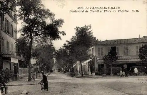 Ak Charenton le Pont Val de Marne, Boulevard de Créteil, Place du Théâtre, Straßenansicht, Bäu...