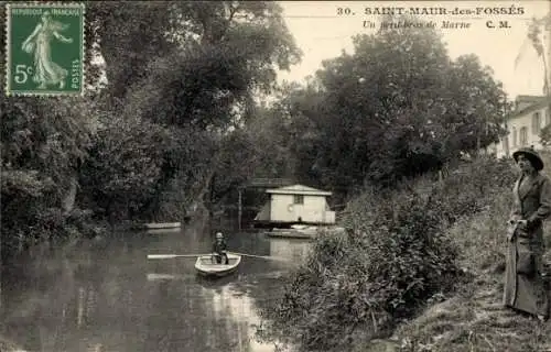 Ak Saint Maur des Fossés Val de Marne, Fluss, Ruderboot
