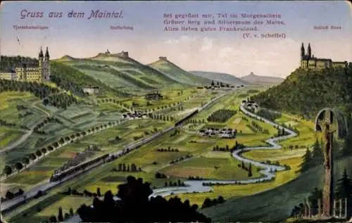 Ak Bad Staffelstein am Main Oberfranken, Staffelberg, Maintal, Schloss