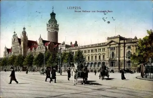 Ak Leipzig, Neues Rathaus, Deutsche Bank
