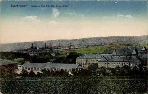 Ak Saarbrücken, Kaserne des 70. Inf. Regimentes mit Umgebung