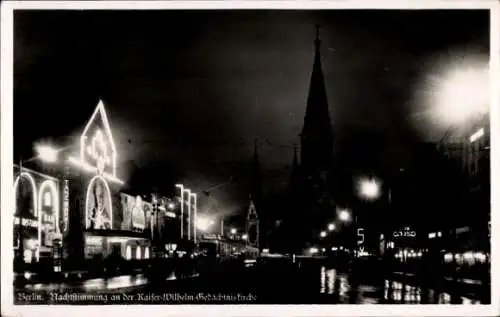 Ak Berlin Charlottenburg, Nachtstimmung, Kaiser Wilhelm Gedächtniskirche