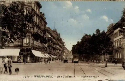 Ak Wiesbaden in Hessen, Wilhelmstraße, Straßenbahn