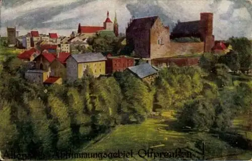 Künstler Ak Olsztyn Allenstein Ostpreußen, Totalansicht, Abstimmungsgebiet