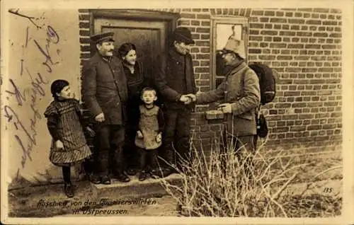 Ak Abschied von den Quartierswirten in Ostpreußen, Ostpreußenhilfe, I. WK