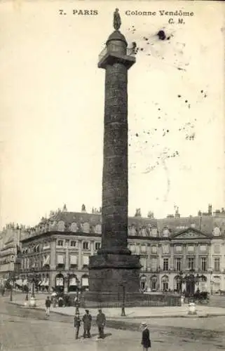 Ak Paris I Louvre, Colonne Vendôme, historische Säule, Stadtansicht