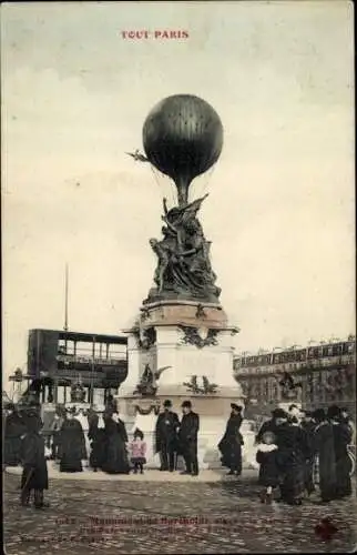 Ak Paris, Boulevard Saint Germain, Monument de Bartholdi, Luftballon, Menschenmenge, historisc...