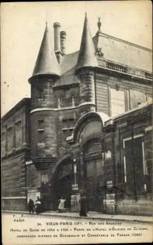 Ak Paris V, Vieux- Hotel de Guise, Porte d'Hotel d'Olivier, historische Architektur