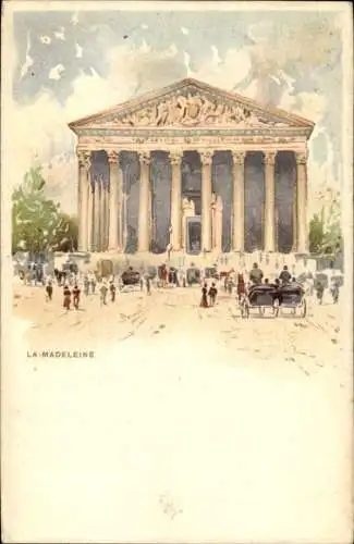 Ak Paris IV, LA MADELEINE, beeindruckendes klassizistisches Gebäude, Menschen, Automobile