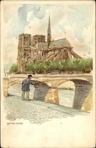 Litho Paris IV Ile de la Cité, Kathedrale Notre Dame