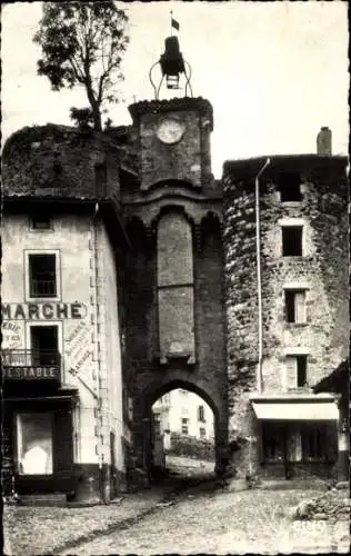 Ak Allègre Haute Loire, Bilder des Portals von Monsieur Tour, alte Stadtmauer, Straßenansicht
