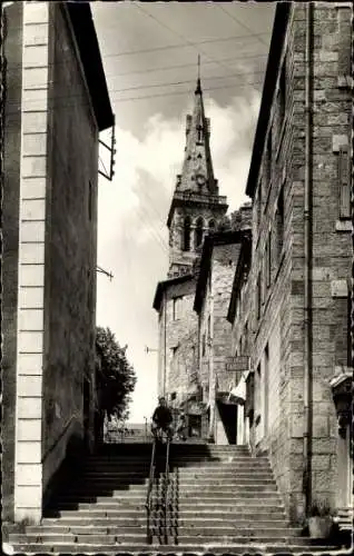 Ak Lapte Haute Loire, Treppenaufgang, Kirche