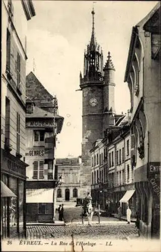 Ak Évreux Eure, Rue de la Horloge