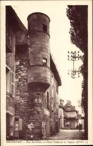 Ak Argentat Corrèze, Historisches Gebäude, Straßenansicht, Hotel Noble de la Vigerie, Steinstr...