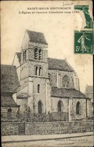 Ak Saint Maur Val de Marne, L'Église et l'ancien Cimetière