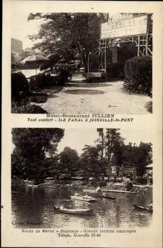 Ak Joinville le Pont Val de Marne, Hotel-Restaurant Jullien, Marne, Kanus