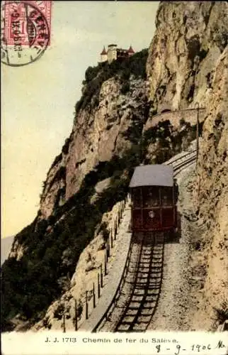 Ak Salève Haute Savoie, Bergbahn in Fahrt