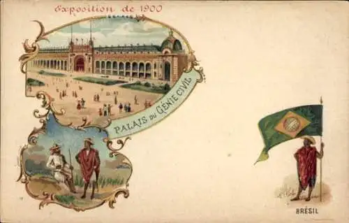 Ak Paris, Boulevard Saint Germain, Exposition de 1900, Palais du Génie Civil, Brasilianische F...