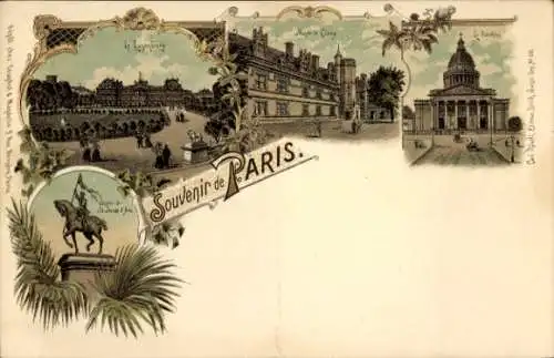 Ak Paris, Boulevard Saint Germain, Souvenir de  Illustrationen von Sehenswürdigkeiten, Pferdes...