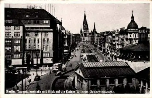 Ak Berlin Charlottenburg, Kaiser-Wilhelm-Gedächtniskirche, Tauentzienstraße