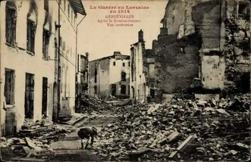 Ak Gerbeviller Meurthe et Moselle, Nach dem Bombenangriff – Innenansicht Rue de Lorraine
