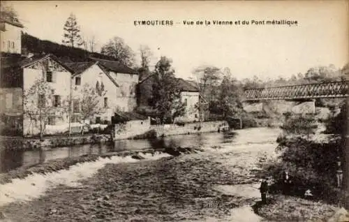 CPA Eymoutiers Haute Vienne, Vue de la Vienne et du Pont métallique